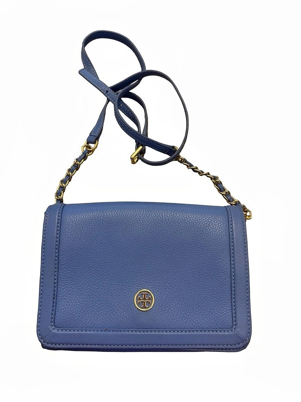 Tory Burch Landon Pebbled Leather Crossbody Bag in blue